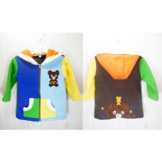 Cute children sweater with hood is embroidered.