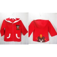 Cute children sweater with hood is embroidered.