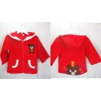 Cute children sweater with hood is embroidered.
