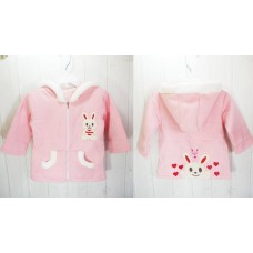 Cute children sweater with hood is embroidered.