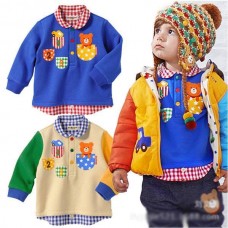 Boys long sleeve shirts Cotton Terry Sew a dress shirt collar