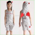 Hood jacket with dress pants and tail rear wing, side back pocket.